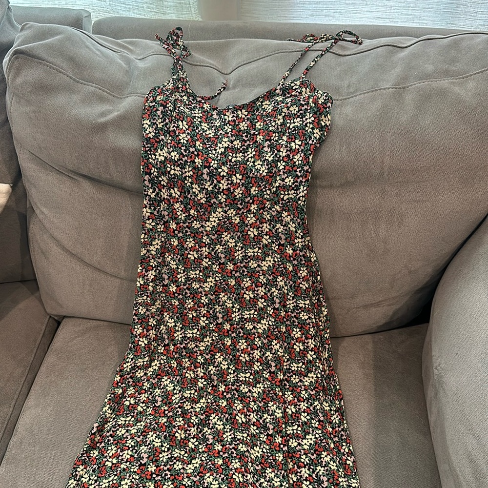 reformation midi black floral dress